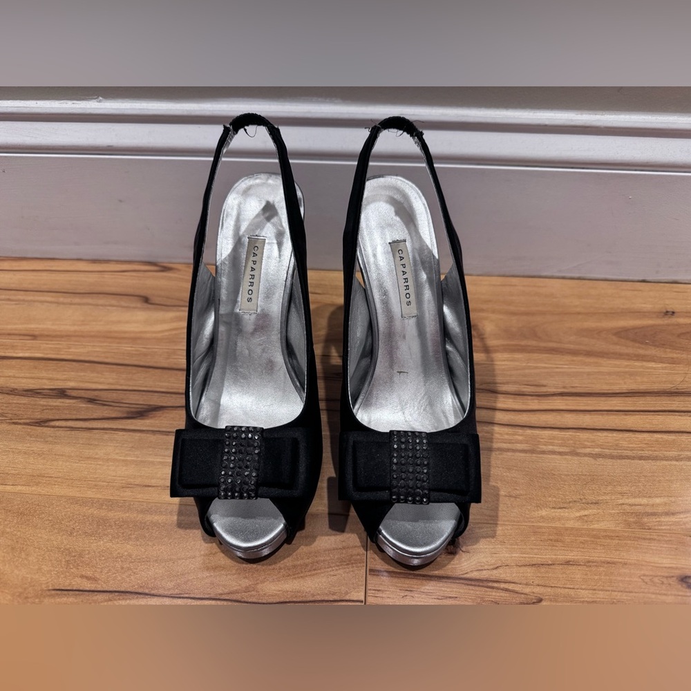 Caparros Black Slingback Heels with Bow